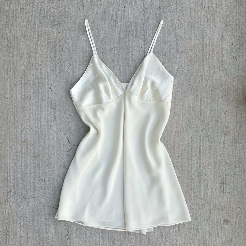 vintage ivory pearl satin slip